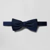 Nœud papillon en soie à micromotifs bleu marine