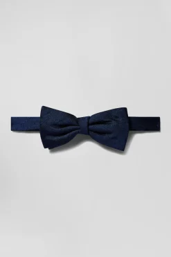 Nœud papillon en soie à micromotifs bleu marine