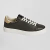 Paire de baskets basses en cuir gris anthracite