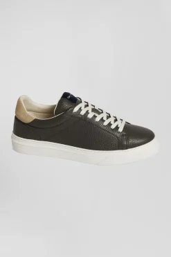 Paire de baskets basses en cuir gris anthracite
