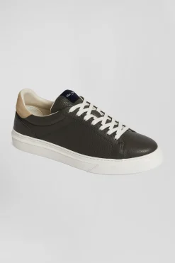 Paire de baskets basses en cuir gris anthracite