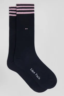 Paire de chaussettes bleu marine à détails cerclés en coton stretch
