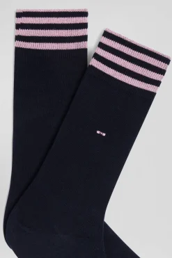 Paire de chaussettes bleu marine à détails cerclés en coton stretch