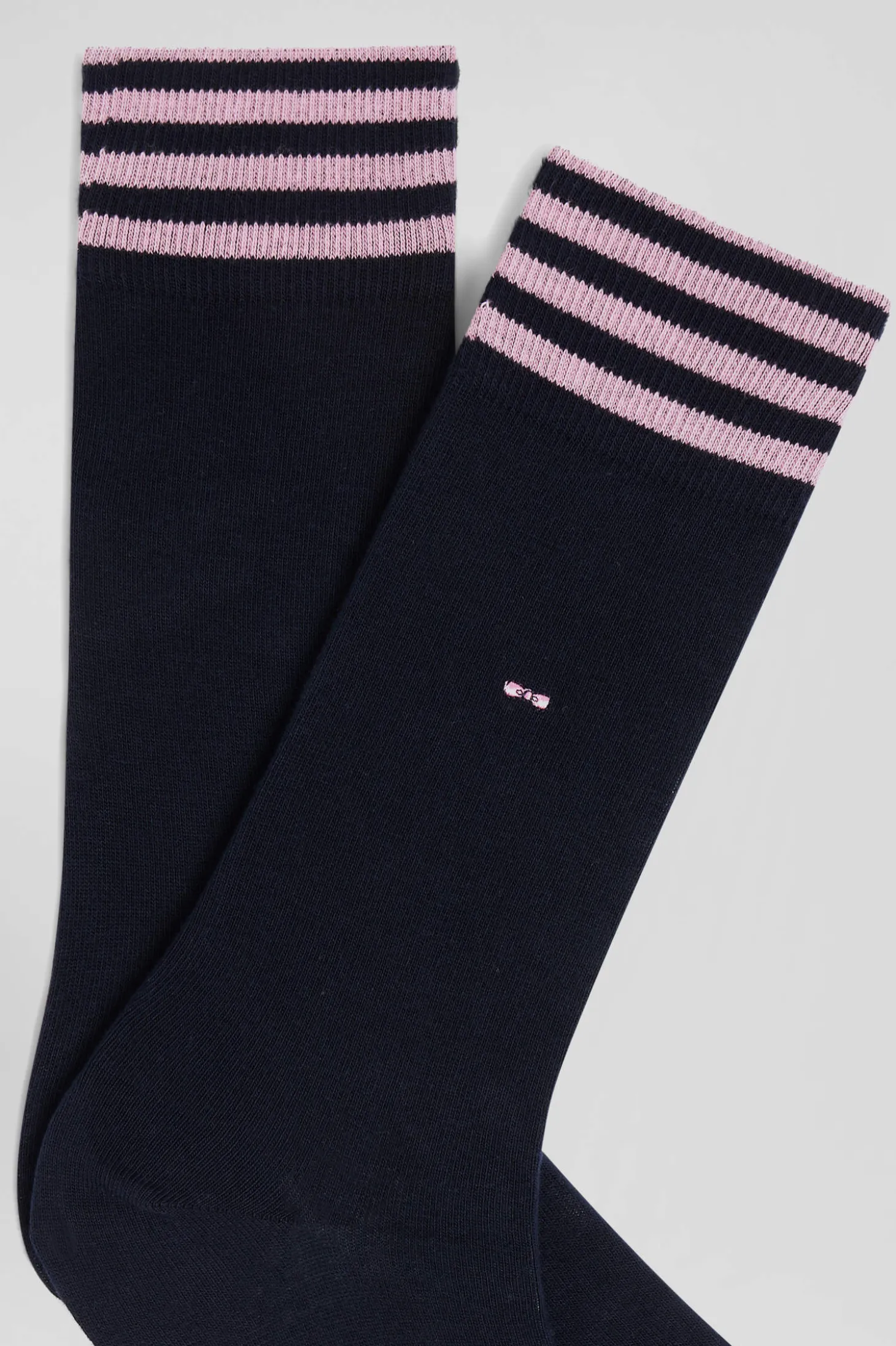 Paire de chaussettes bleu marine à détails cerclés en coton stretch