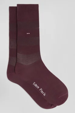 Paire de chaussettes bordeaux à jeux de maille en coton stretch