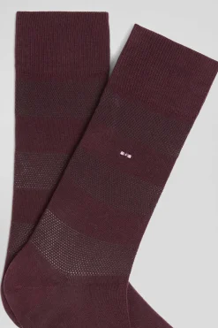 Paire de chaussettes bordeaux à jeux de maille en coton stretch