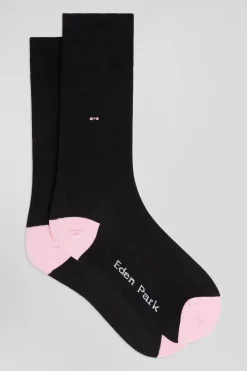 Paire de chaussettes en coton mélangé noire et rose