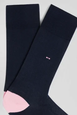 Paire de chaussettes en coton mélangé bleu marine et rose