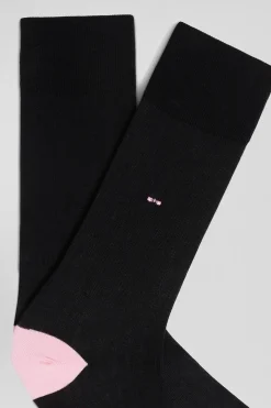 Paire de chaussettes en coton mélangé noire et rose