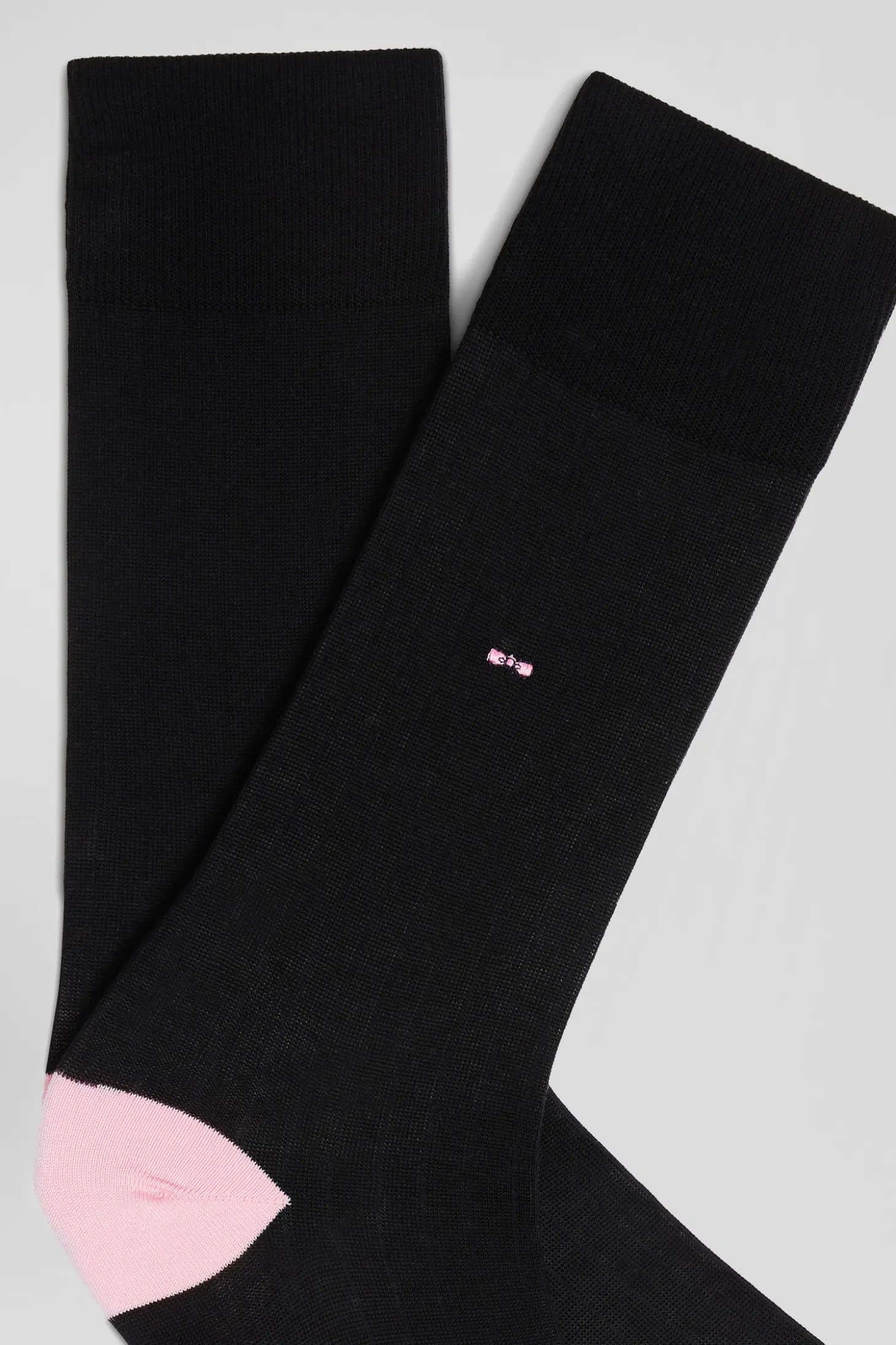 Paire de chaussettes en coton mélangé noire et rose