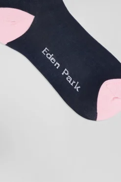 Paire de chaussettes en coton mélangé bleu marine et rose
