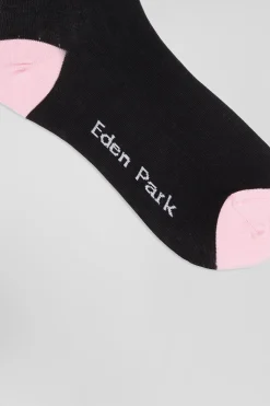 Paire de chaussettes en coton mélangé noire et rose