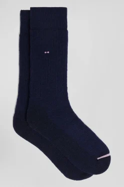 Paire de chaussettes en laine alpaga mélangée bleu marine