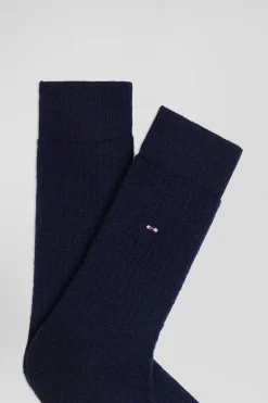 Paire de chaussettes en laine alpaga mélangée bleu marine