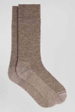 Paire de chaussettes homme en laine alpaga mélangée marron