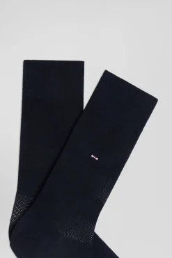 Paire de chaussettes marine à jeux de maille en coton stretch