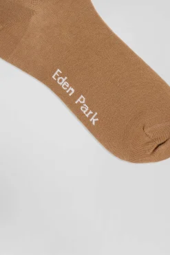 Paire de chaussettes marron à jeux de maille en coton stretch