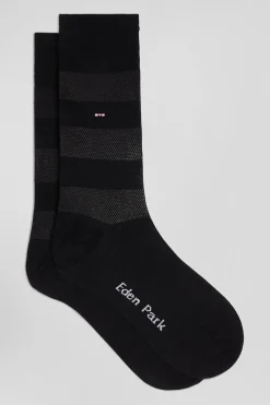 Paire de chaussettes noires à jeux de maille en coton stretch