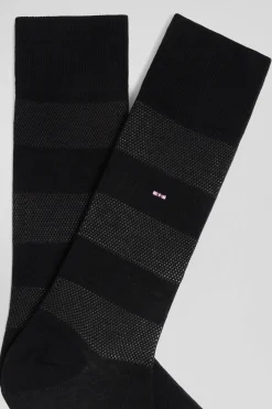 Paire de chaussettes noires à jeux de maille en coton stretch