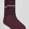 Paire de chaussettes rayées en coton stretch bordeaux