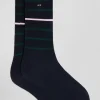 Paire de chaussettes rayées en coton stretch bleu marine