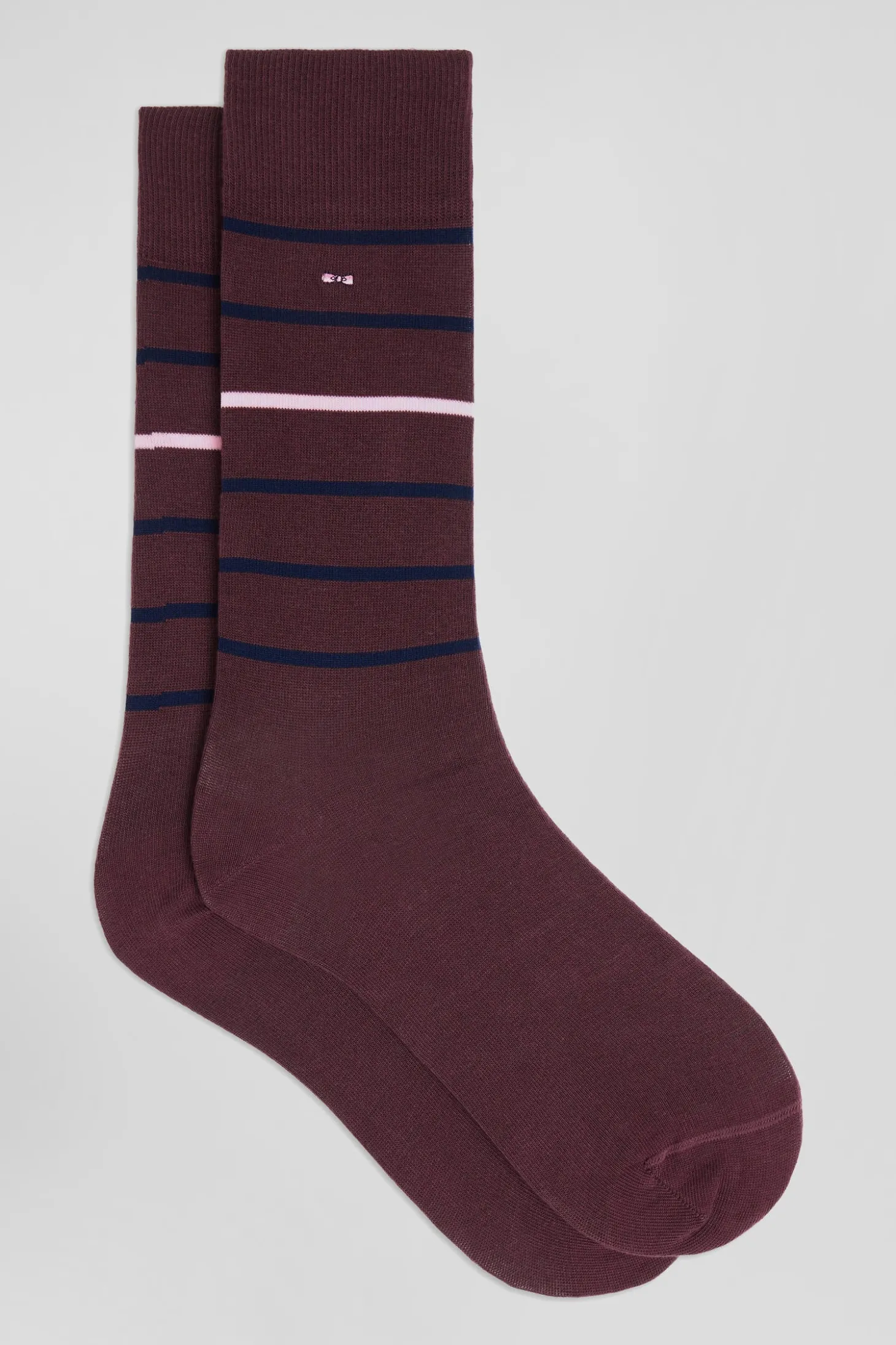 Paire de chaussettes rayées en coton stretch bordeaux