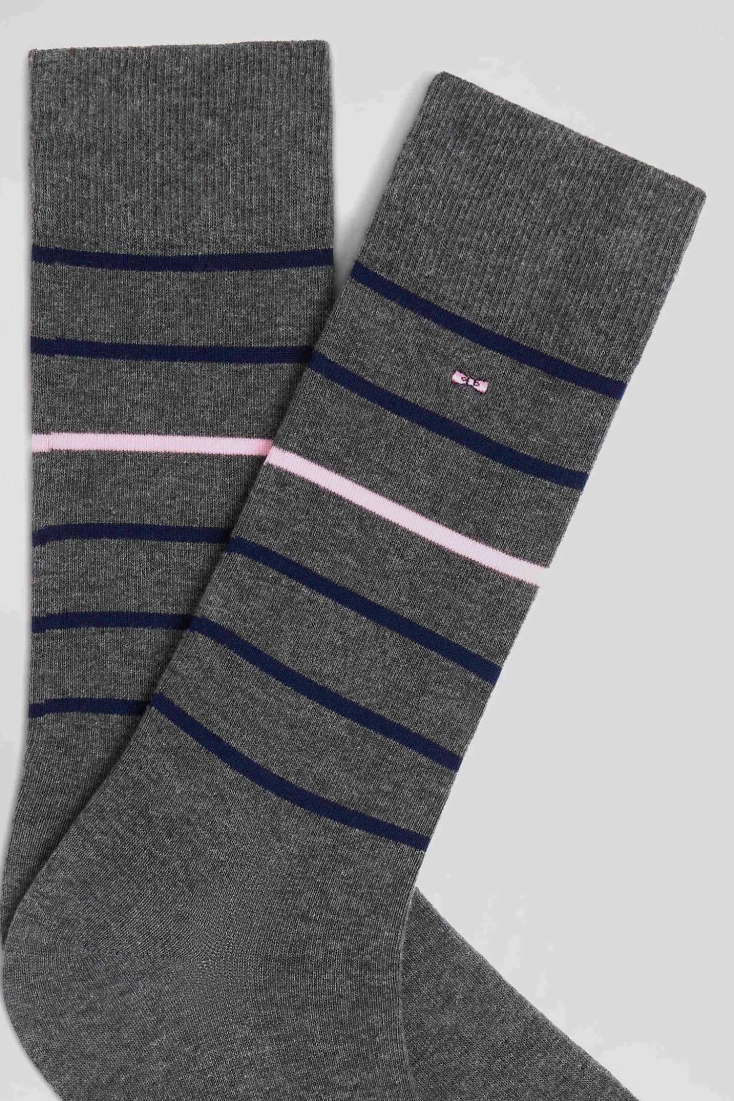 Paire de chaussettes rayées en coton stretch grise