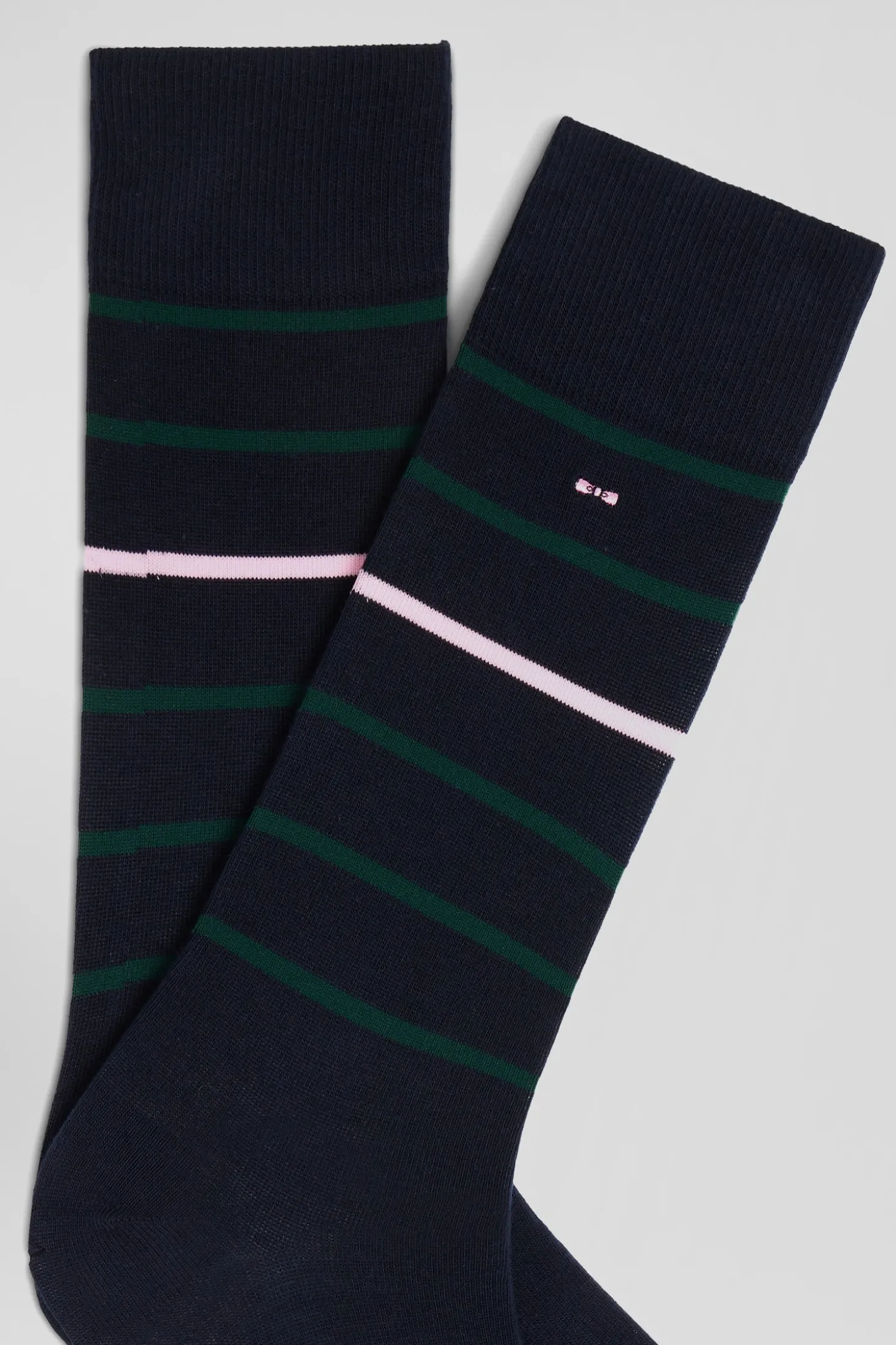 Paire de chaussettes rayées en coton stretch bleu marine