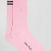 Paire de chaussettes roses à détails cerclés en coton stretch