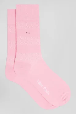 Paire de chaussettes roses à jeux de maille en coton stretch