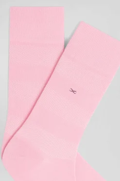 Paire de chaussettes roses à jeux de maille en coton stretch