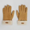 Paire de gant en cuir shearling camel