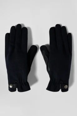 Paire de gants en cuir lisse bleu marine
