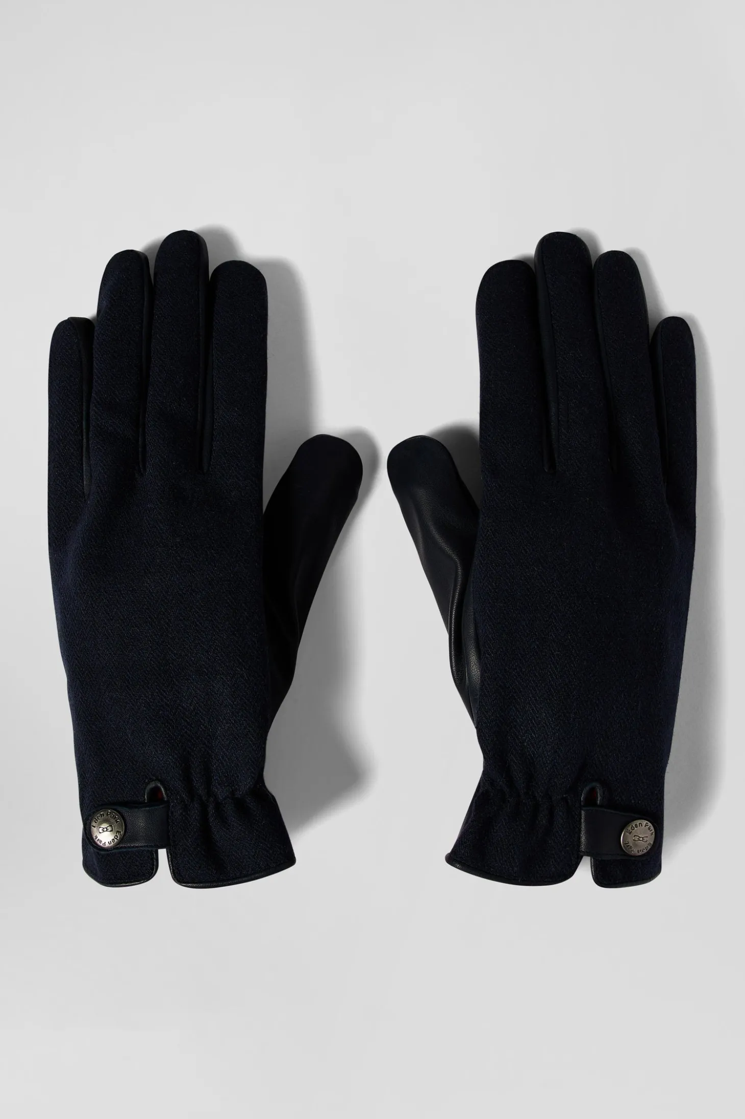 Paire de gants en cuir lisse bleu marine