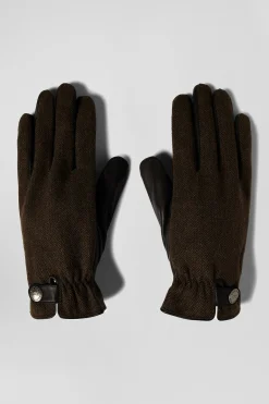 Paire de gants en cuir lisse marron