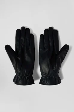 Paire de gants en cuir lisse bleu marine