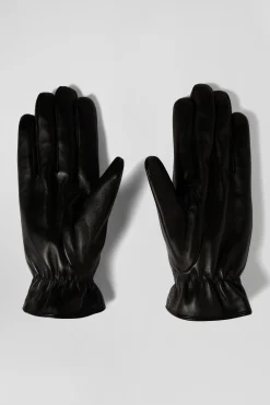 Paire de gants en cuir lisse noir