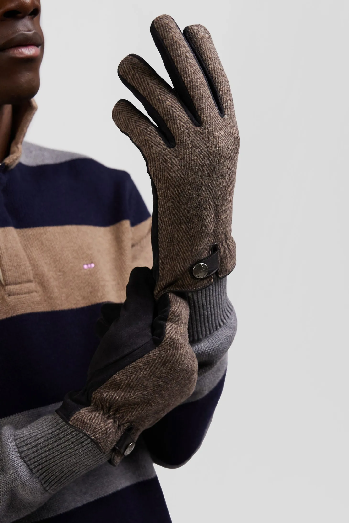 Paire de gants homme en cuir marron