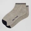 Paire de socquettes bicolores en coton gris bords à rayures cerclées