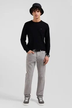 Pantalon 5 poches en coton stretch gris coupe Regular
