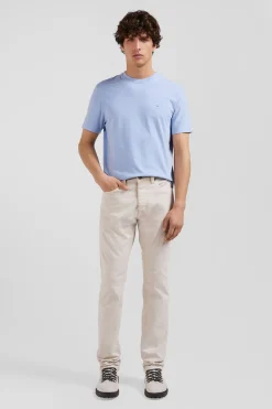 Pantalon 5 poches en coton stretch écru coupe Regular