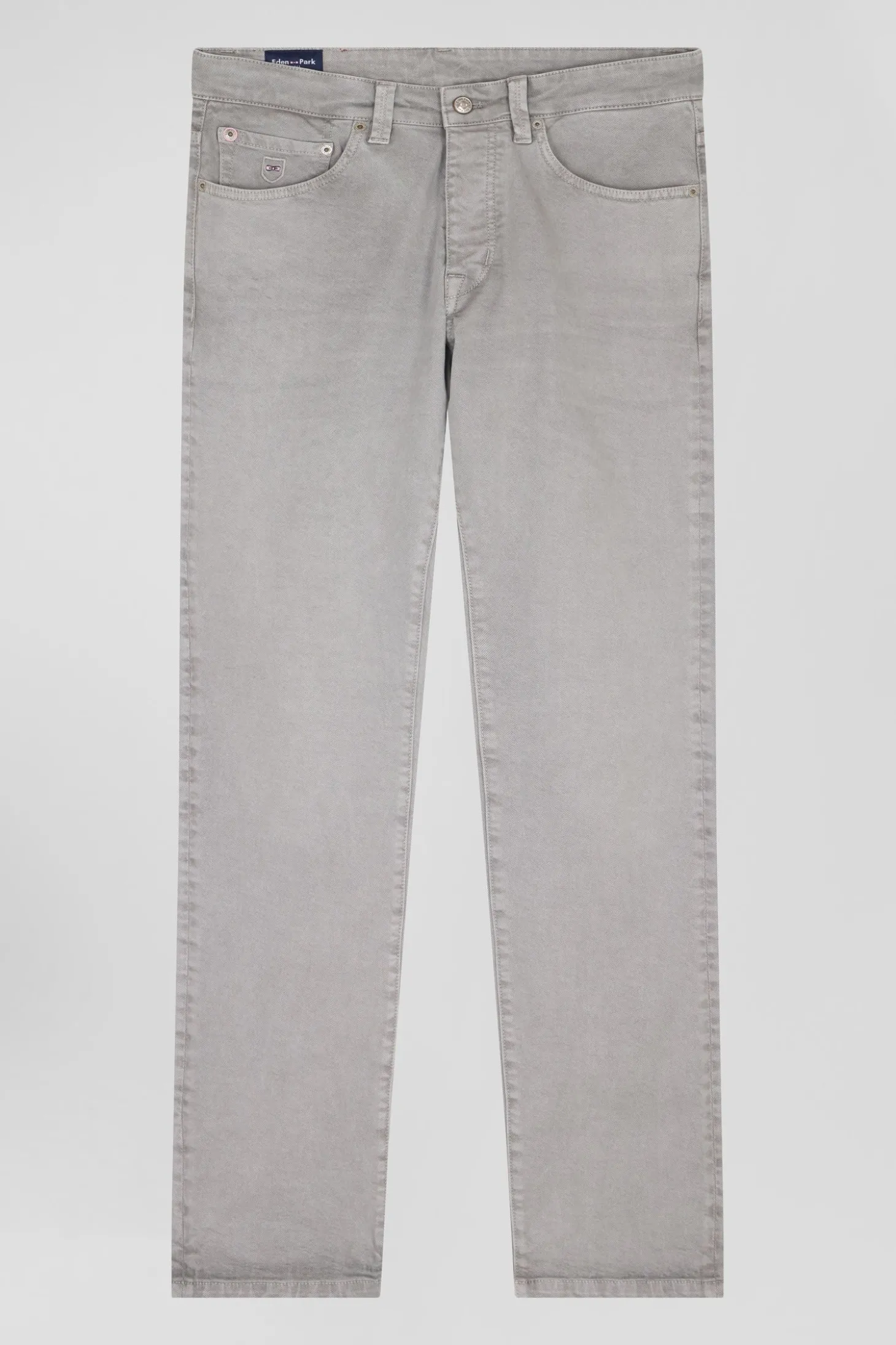 Pantalon 5 poches en coton stretch gris coupe Regular