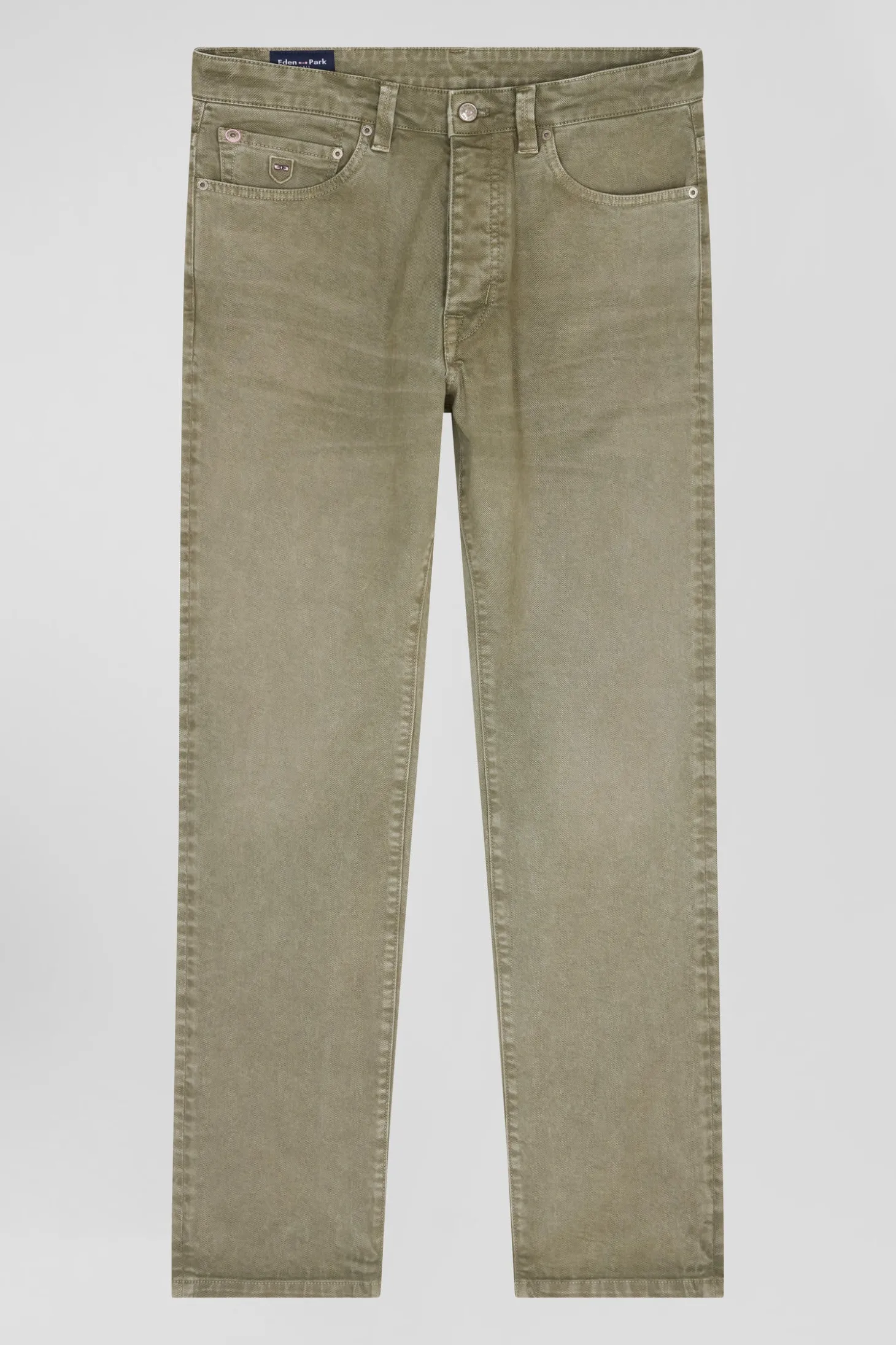 Pantalon 5 poches en coton stretch beige coupe Regular
