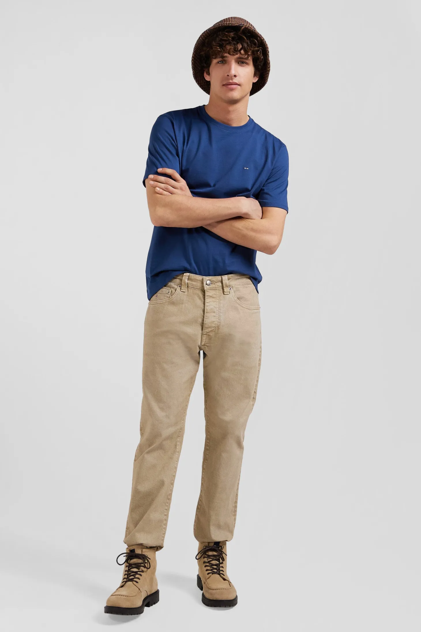 Pantalon 5 poches en coton stretch chanvre coupe Regular