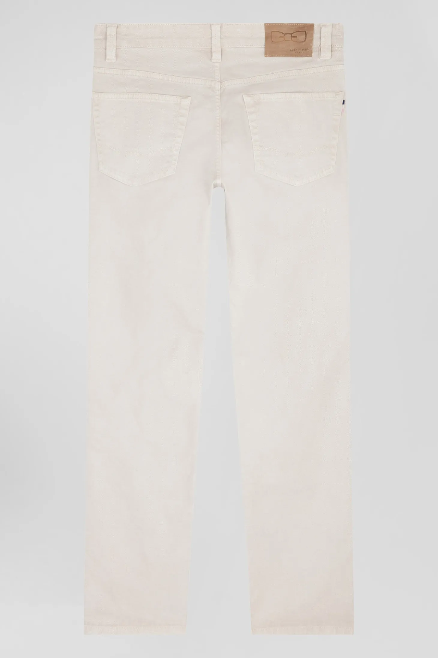 Pantalon 5 poches en coton stretch écru coupe Regular