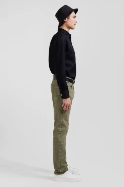 Pantalon 5 poches en coton stretch beige coupe Regular