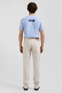 Pantalon 5 poches en coton stretch écru coupe Regular