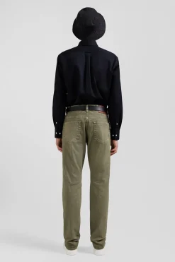 Pantalon 5 poches en coton stretch beige coupe Regular