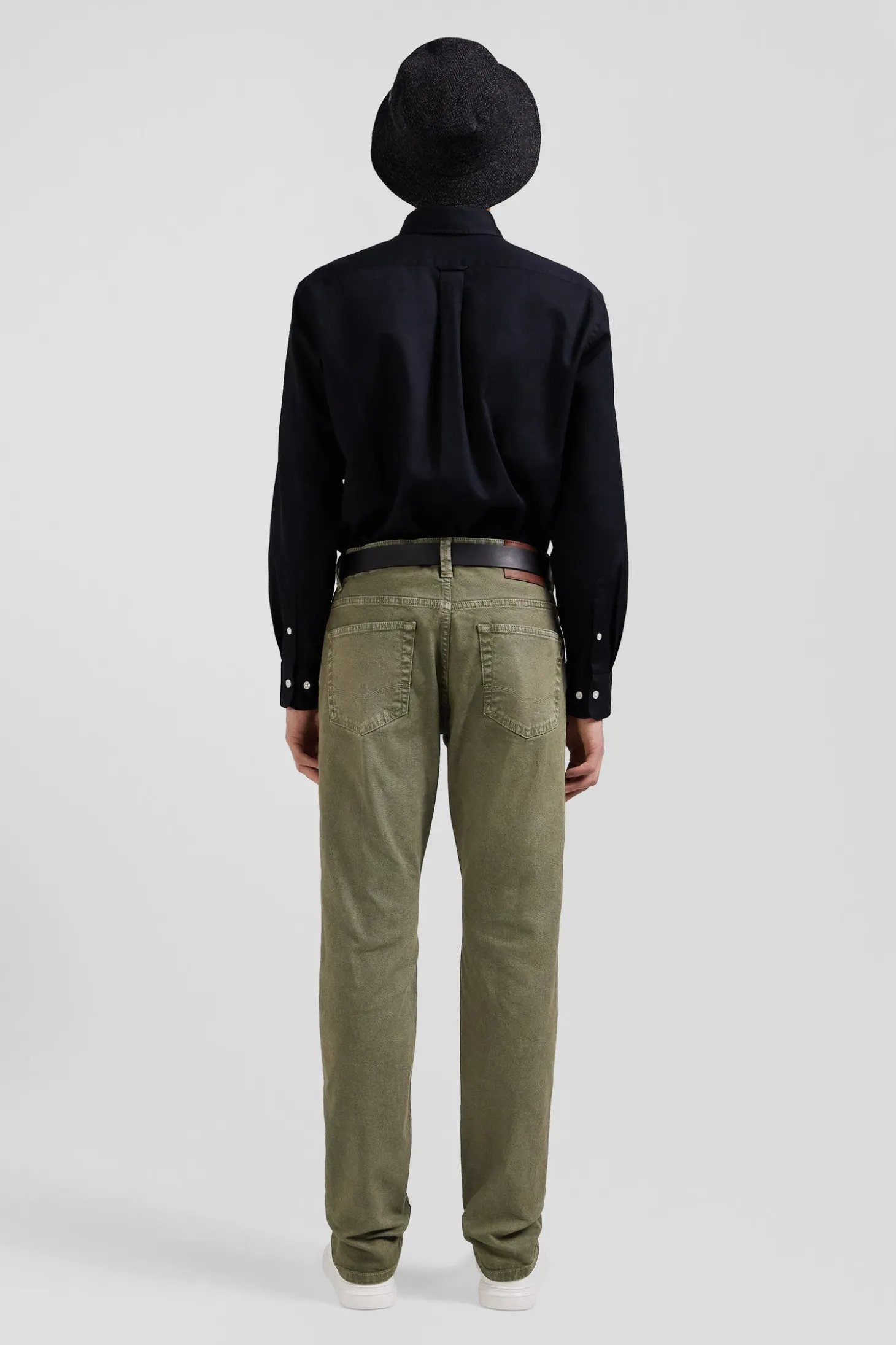 Pantalon 5 poches en coton stretch beige coupe Regular