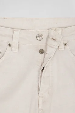 Pantalon 5 poches en coton stretch écru coupe Regular